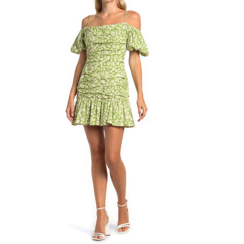 ASTR Ruched Off Shoulder Mini Dress